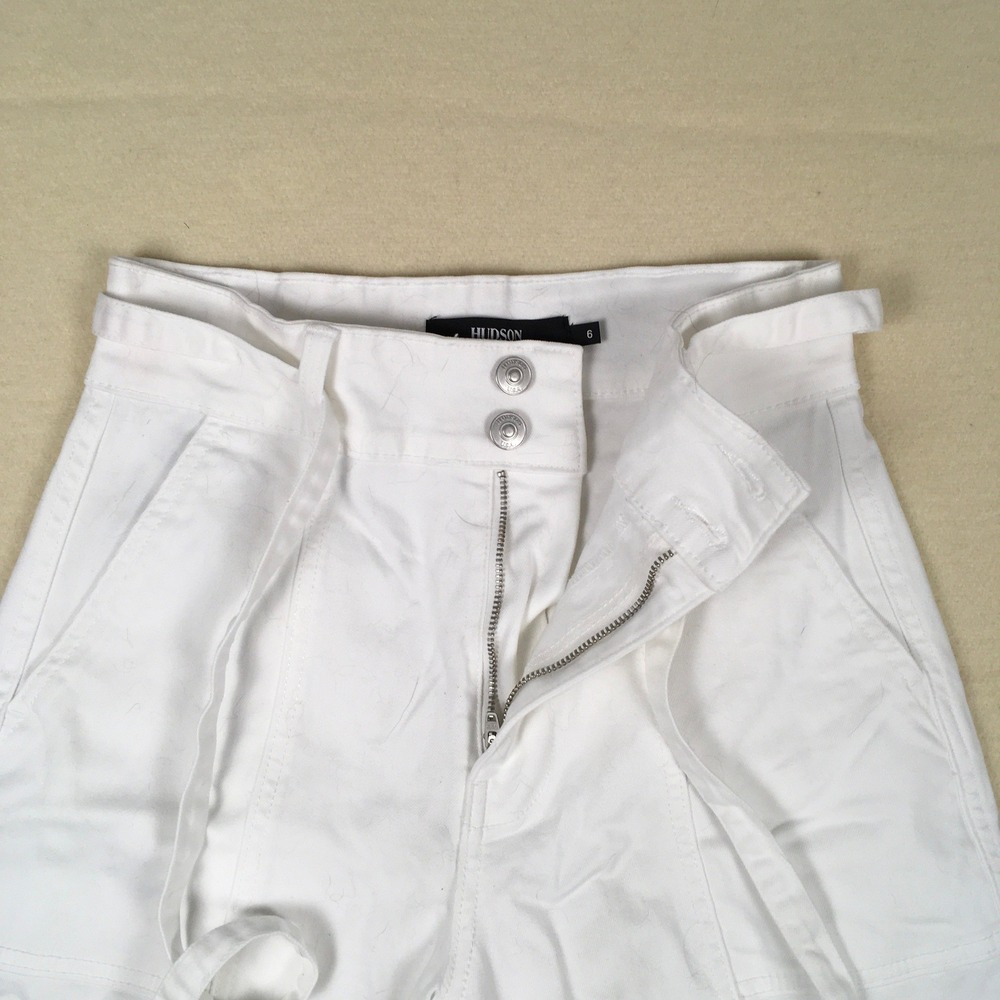 Hudson Women's White Pants‎ High Waist Wide Leg Size 6/28 Sash Belt Casual - Picture 3 of 7